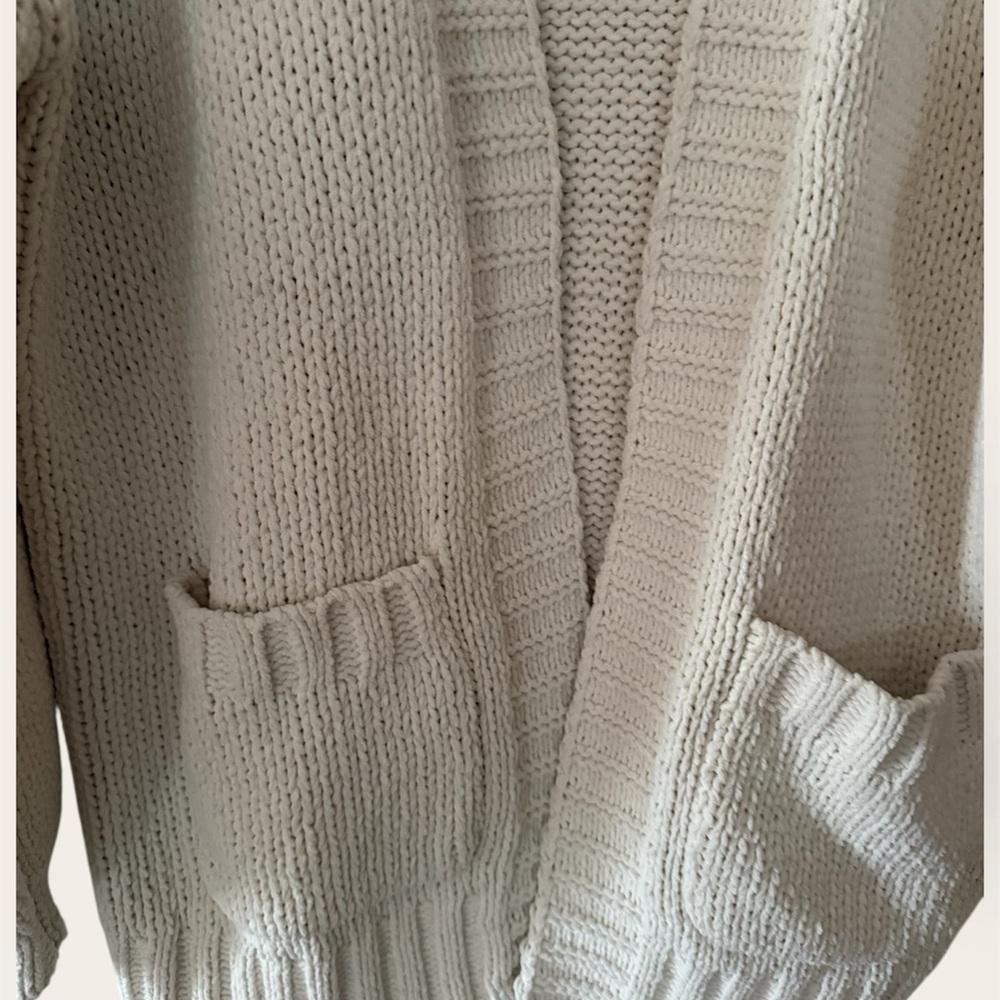 American Eagle Cream Knit Cardigan XS Cozy Open Front - Picture 4 of 6